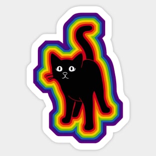 LGBTQ+ rainbow Black cat silhouette Sticker